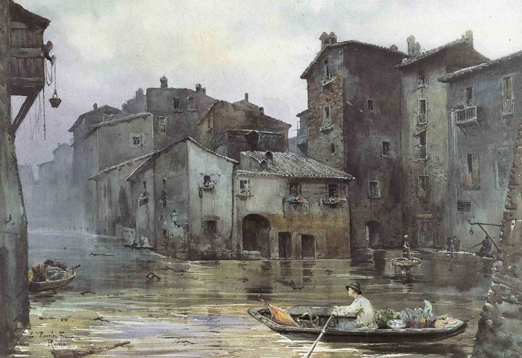 Ettore Roesler Franz, Via della Fiumara inondée dans le Ghetto